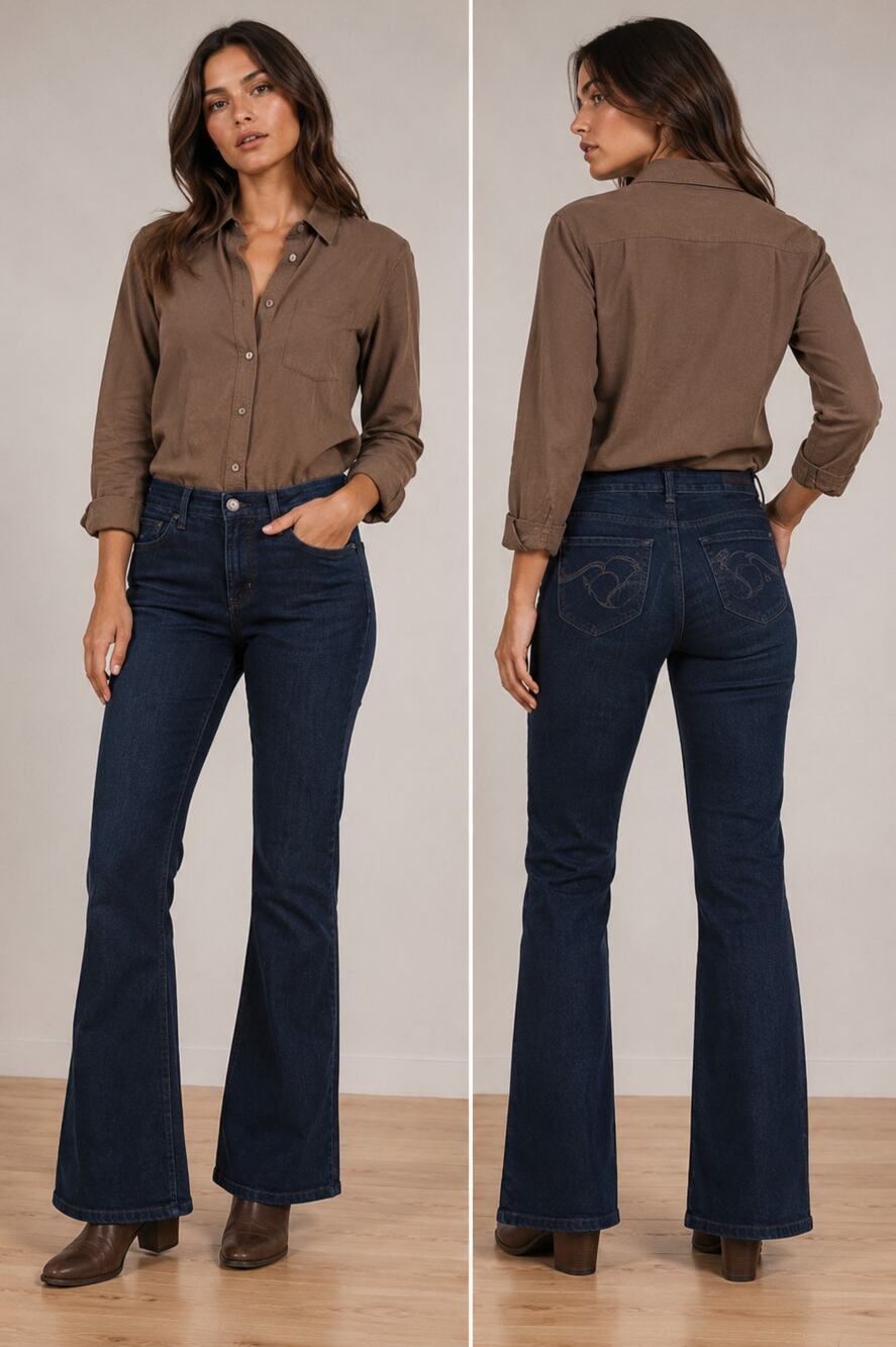Nine West Women's Dark Wash Bootcut Jeans Size 6 Stretch Mid Rise 32 Inseam
